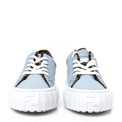 Fendi Canvas Lycra TPU FF Womens Fendi Force Low Top Sneakers 39 Sky Tobacco Black 2 of 8