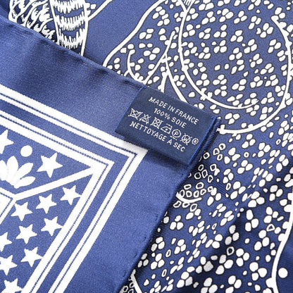 Hermes Silk Les Leopards Bandana Scarf 55 Marine White 5 of 5