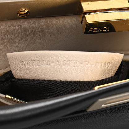 Fendi Nappa Vitello Century Woven Handle Mini Peekaboo Iconic Satchel Black Confetto Multicolor 8 of 11