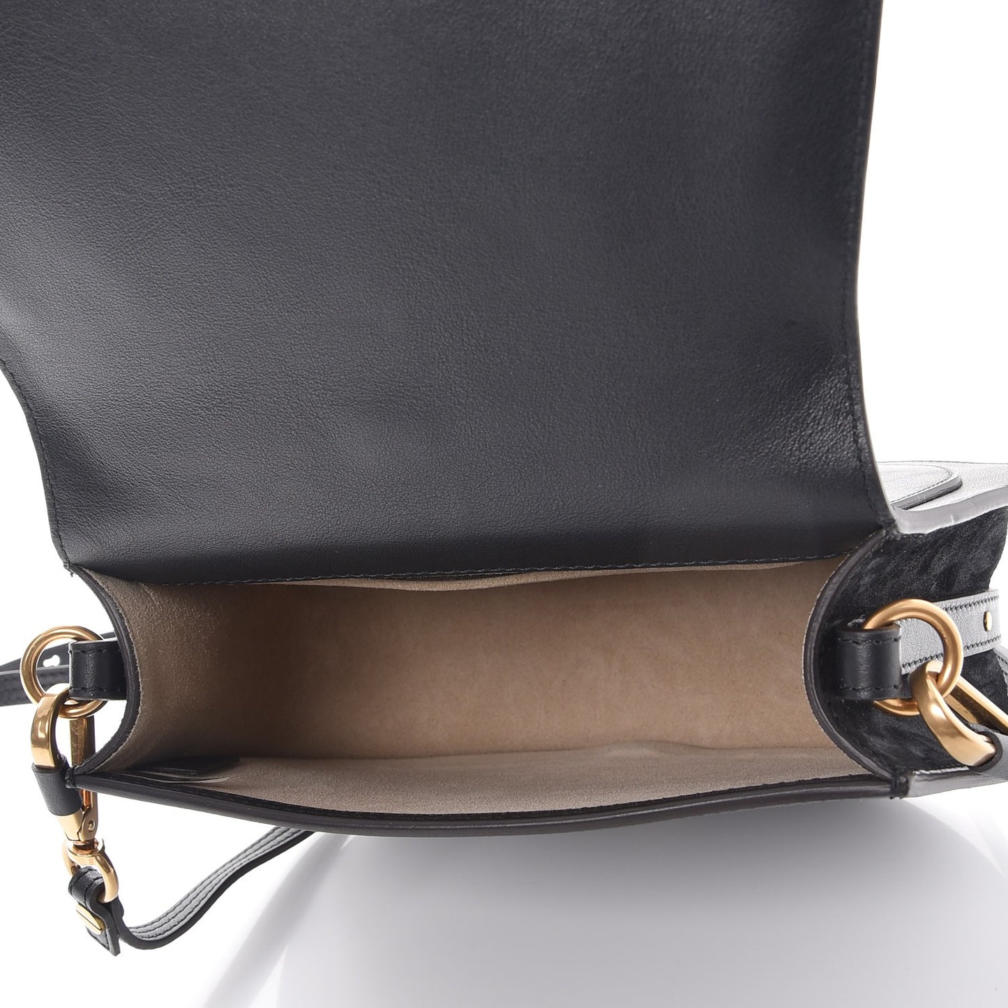 Calfskin Suede Medium Nile Bracelet Bag Black
