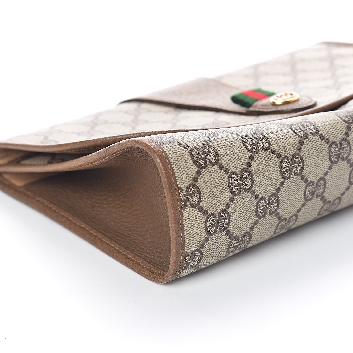 Gucci Coated Canvas Monogram Web Clutch Brown 10 of 11