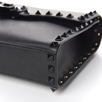 Valentino Garavani Vitello Monochrome Medium Rockstud Flip Lock Crossbody Bag Black 8 of 9