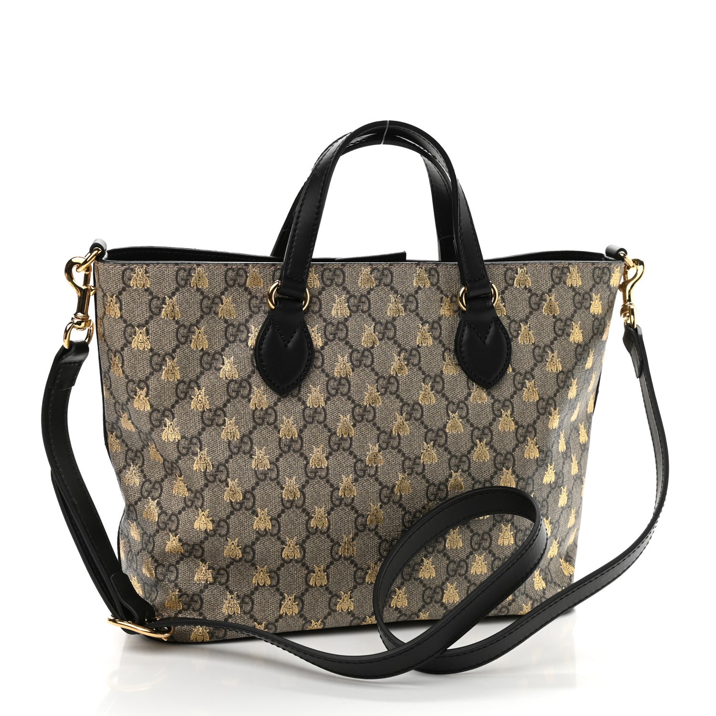 Soft GG Supreme Monogram Bees Small Crossbody Tote Beige Oro Black