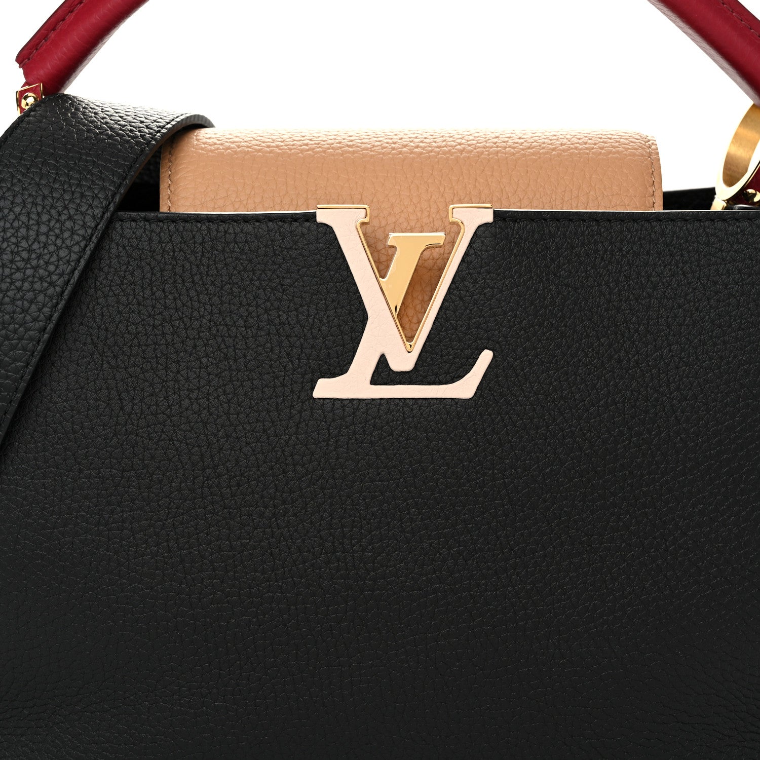 Louis Vuitton Taurillon Capucines MM Black Arizona Beige Ruby Red 7 of 9