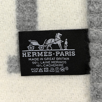 Hermes Wool Cashmere Avalon III Blanket Ecru Gris Clair 3 of 3