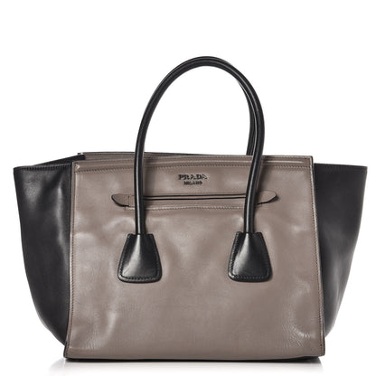 Prada Glace Calf Bi-Color Tote Pomice Black 1 of 10