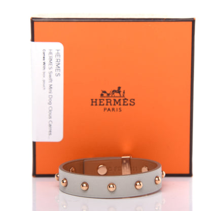 Hermes Swift Mini Dog Clous Carres Bracelet T2 Gris Perle 6 of 6