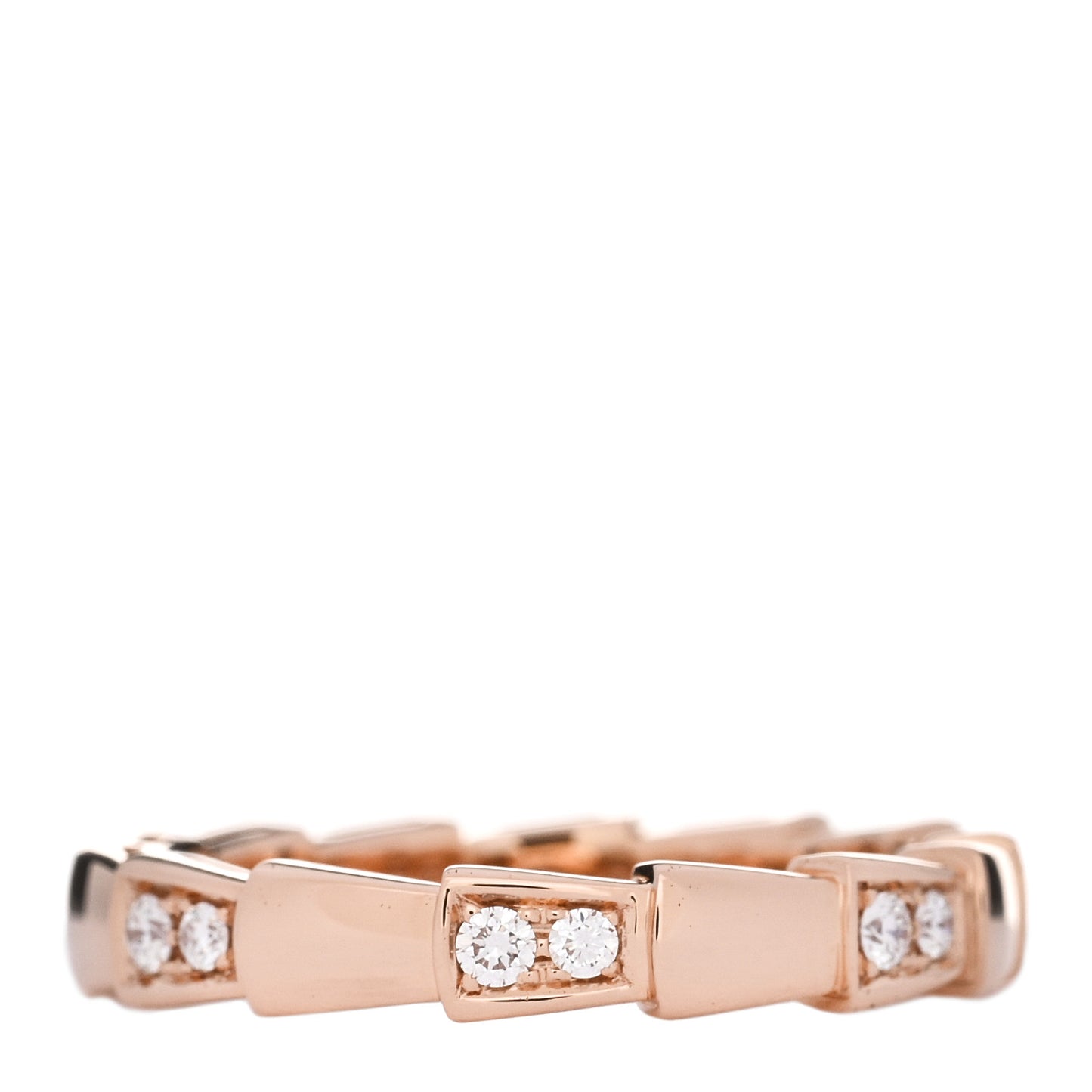 18K Rose Gold Diamond Serpenti Viper Ring 54 6.75