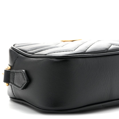 Gucci Calfskin Matelasse Mini GG Marmont Chain Shoulder Bag Black 9 of 11