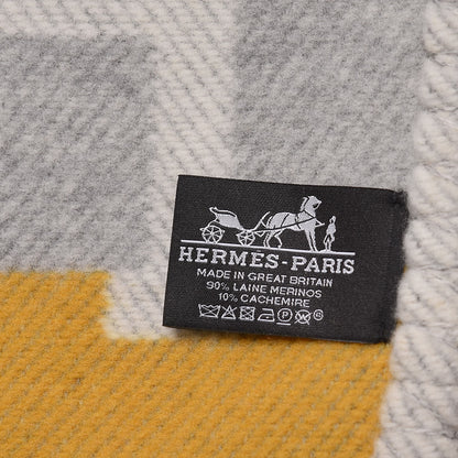 Hermes Wool Cashmere Avalon Bayadere Throw Blanket Jaune 4 of 4