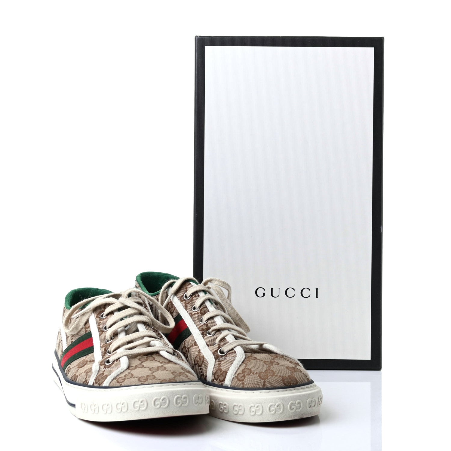 Gucci GG Monogram Web Mens 1977 Tennis Sneakers 11 Beige Ebony Mystic White 9 of 9