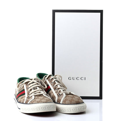 Gucci GG Monogram Web Mens 1977 Tennis Sneakers 11 Beige Ebony Mystic White 9 of 9