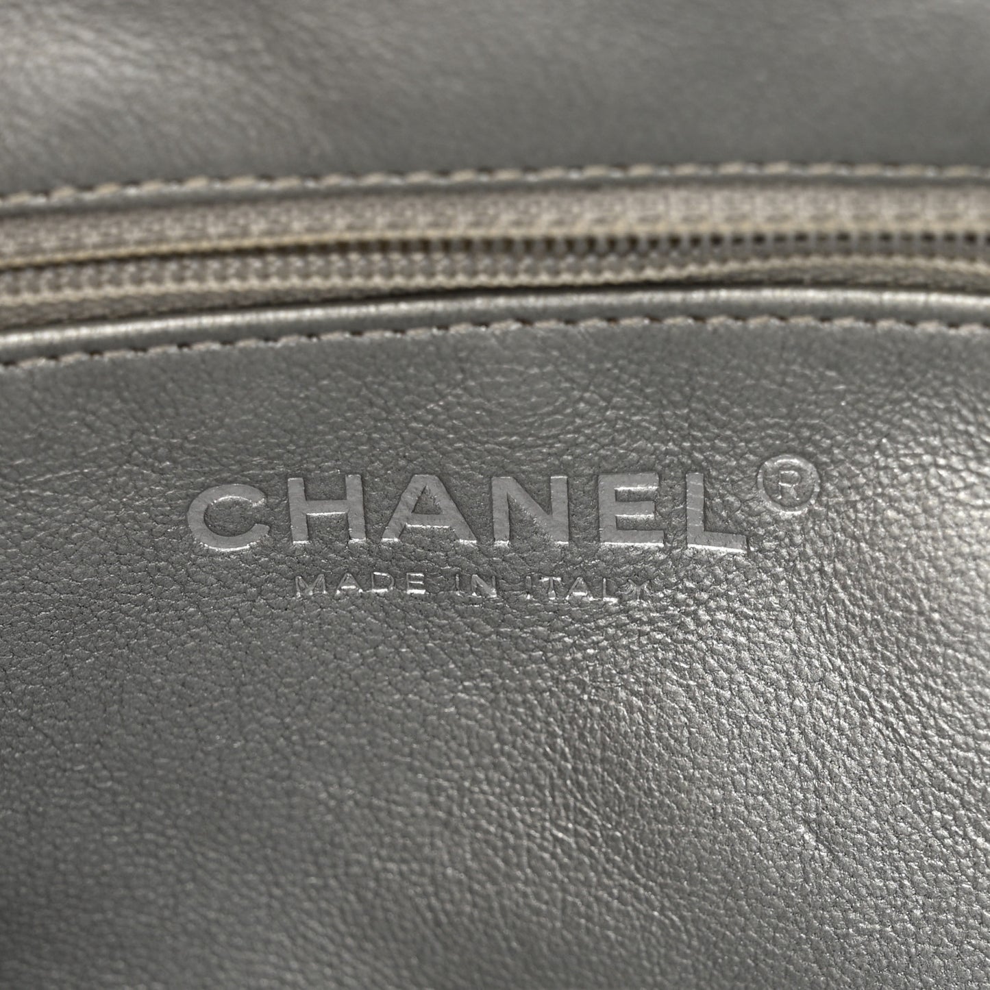 Metallic Aged Calfskin Quilted Timeless Clutch Silver