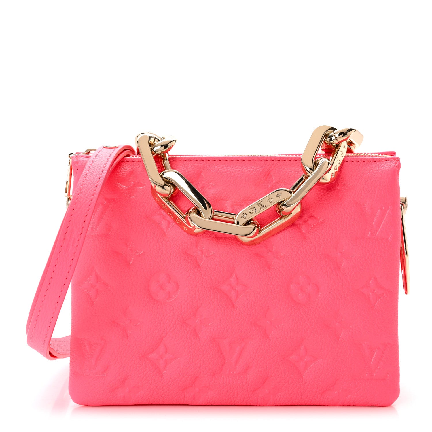 Louis Vuitton Calfskin Embossed Monogram Coussin BB Rose Fluo 1 of 11