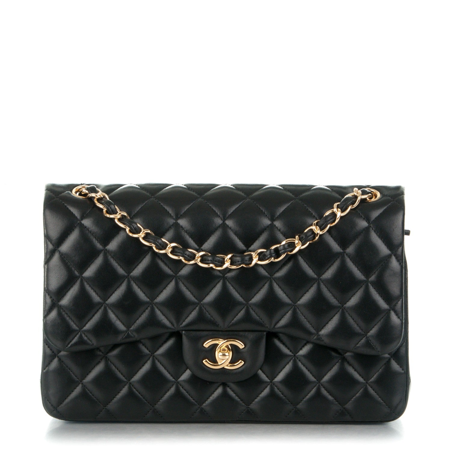Chanel Lambskin Quilted Jumbo Double Flap Black 1 of 8