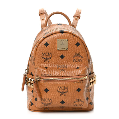 MCM Visetos Side Stud X-Mini Stark Bebe Boo Backpack Cognac 1 of 9