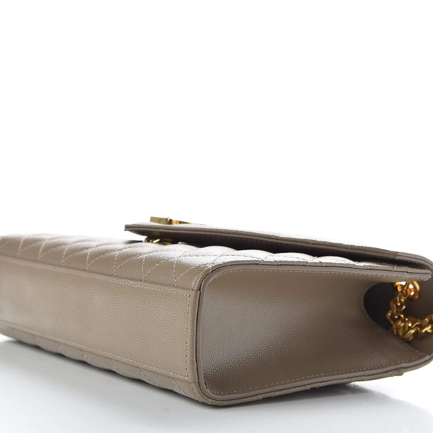 Saint Laurent Grain De Poudre Textured Mixed Matelasse Medium Triquilt Monogram Satchel Dusty Grey 7 of 9