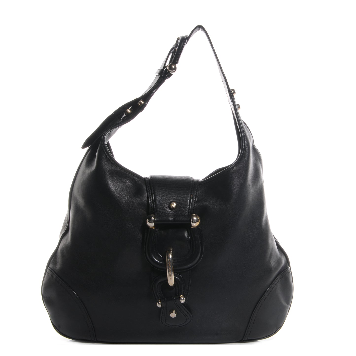 Leather Buckle Hobo Black