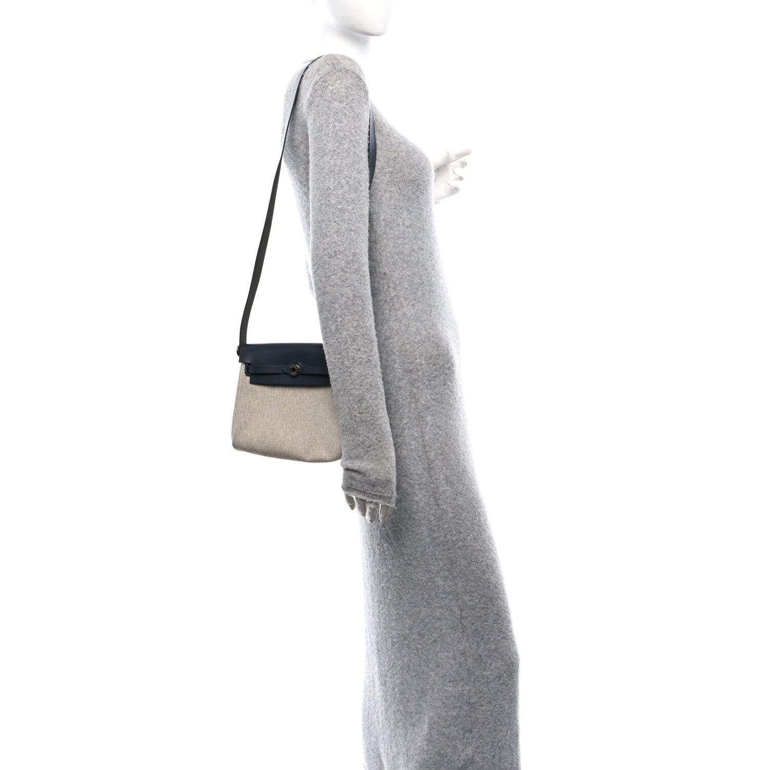 Hermes Military Toile Vache Hunter Herbag Zip Retourne 20 Ecru Ardoise 3 of 11