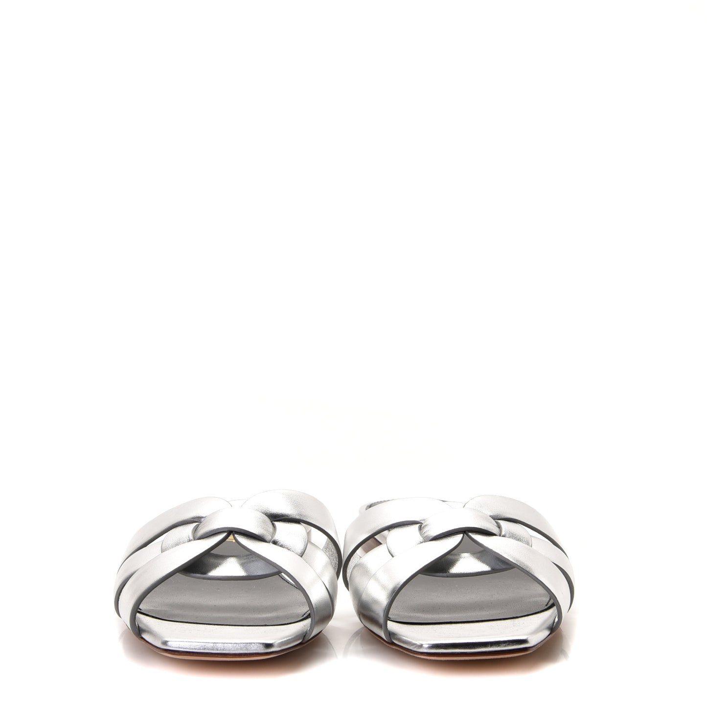 Metallic Calfskin Nu Pied 05 Slide Sandals 35 Silver