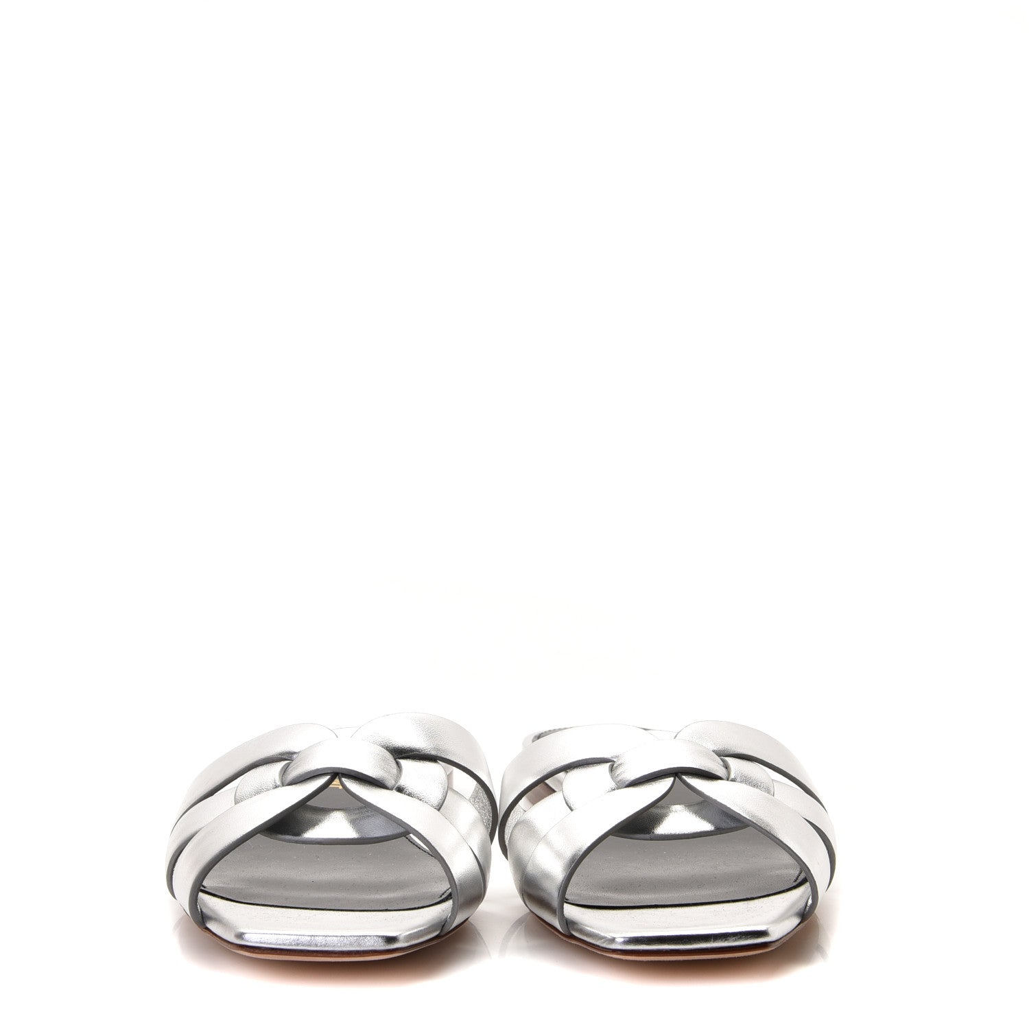 Saint Laurent Metallic Calfskin Nu Pied 05 Slide Sandals 35 Silver 2 of 10