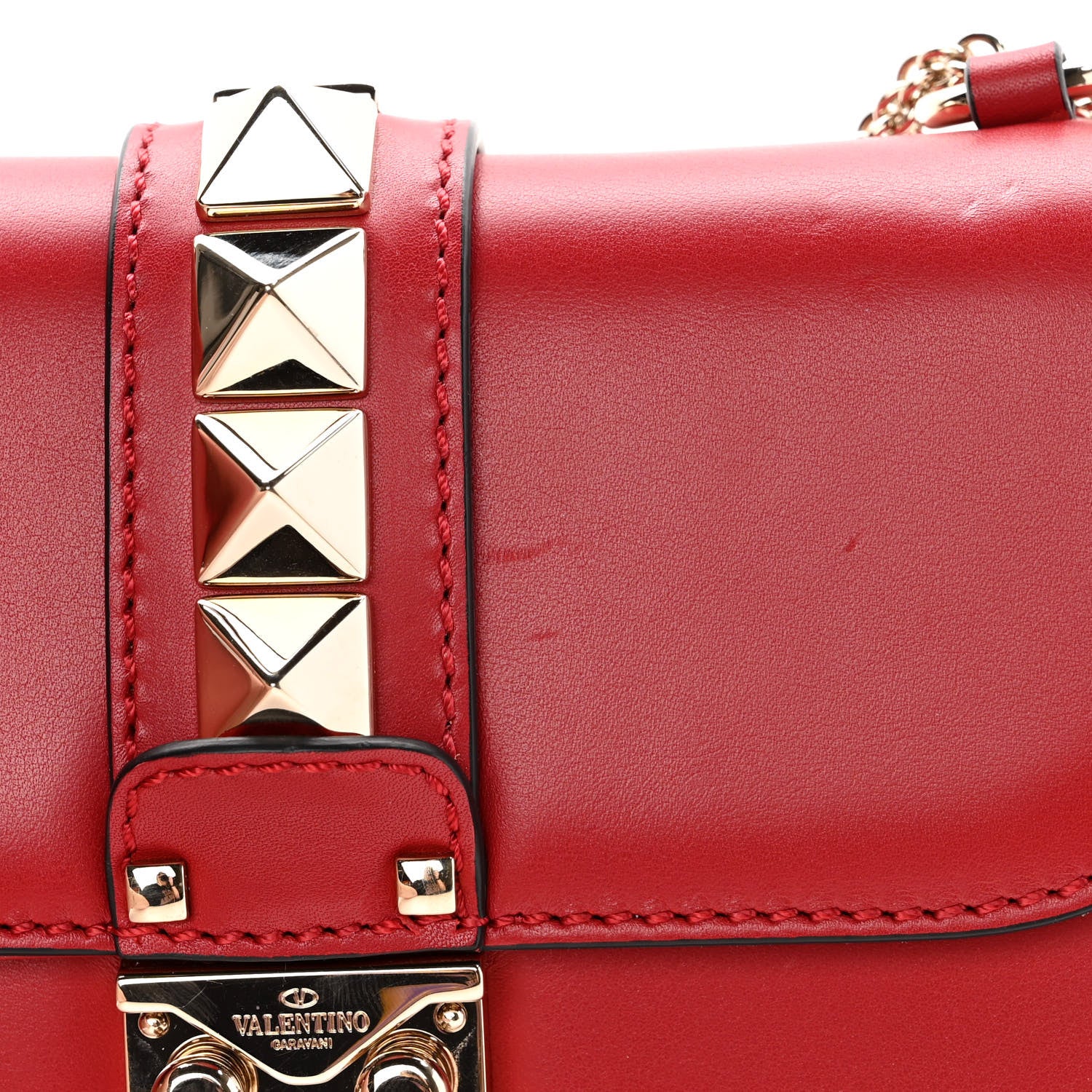 Valentino Garavani Vitello Small Glam Lock Rockstud Flap Red 12 of 12