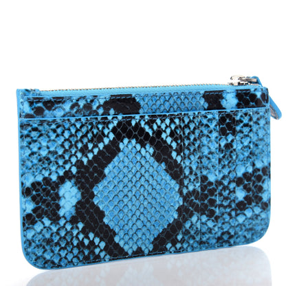 Balenciaga Calfskin Logo Python Printed Large Cash Long Coin Card Holder Azur Black 3 of 7