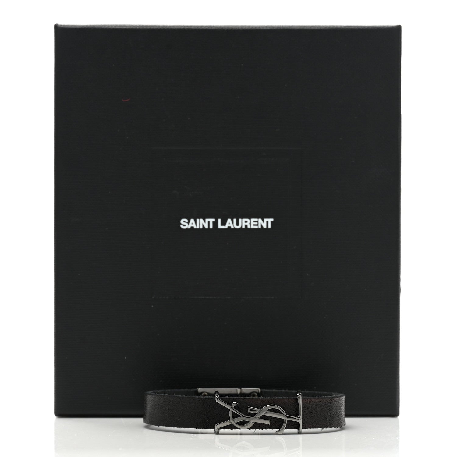 Saint Laurent Calfskin Monogram Bracelet M Black 4 of 4