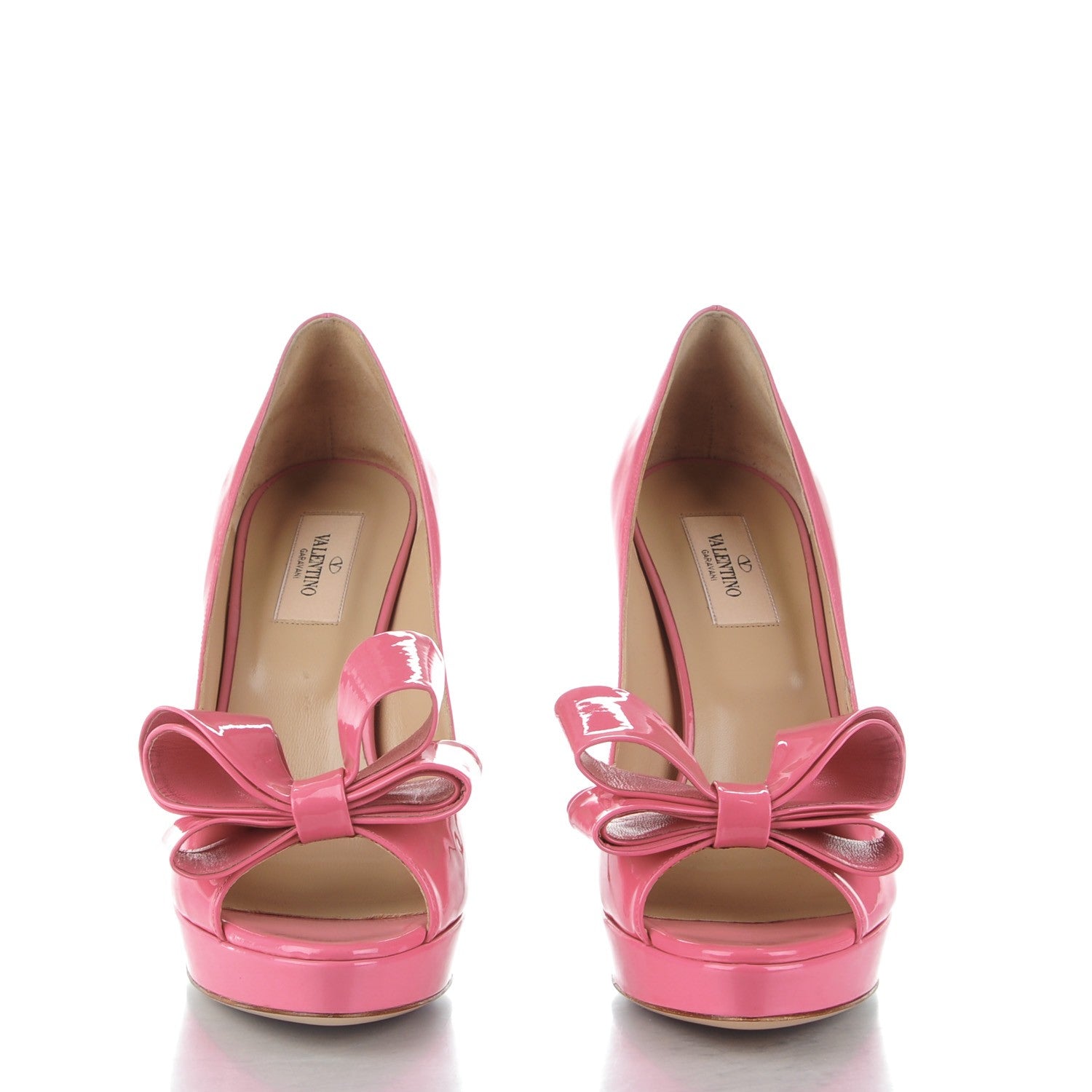 Valentino Garavani Patent Couture Bow Peep Toe 30/125mm Platform Pumps 39.5 Pink 2 of 7