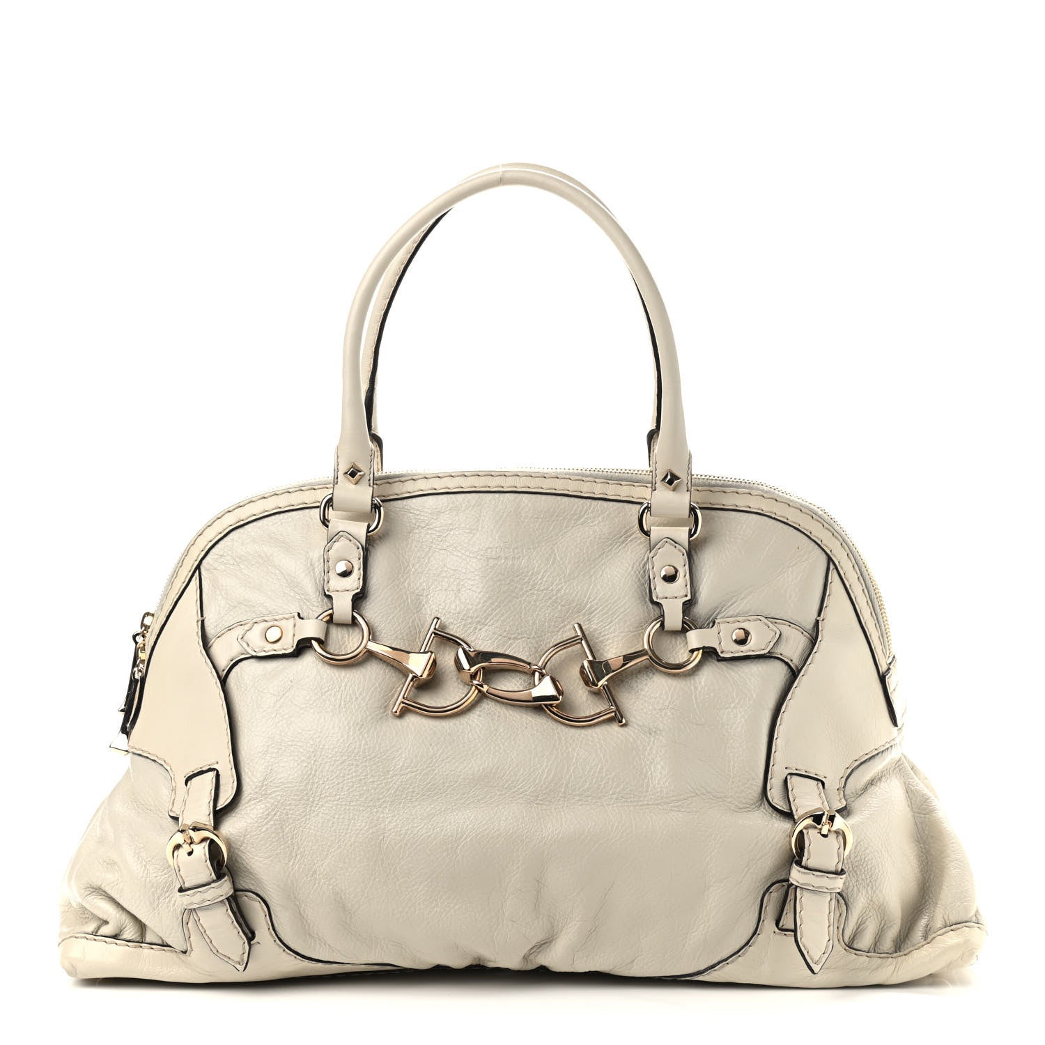 Gucci Calfskin Medium Horsebit Nail Boston Off White 1 of 11