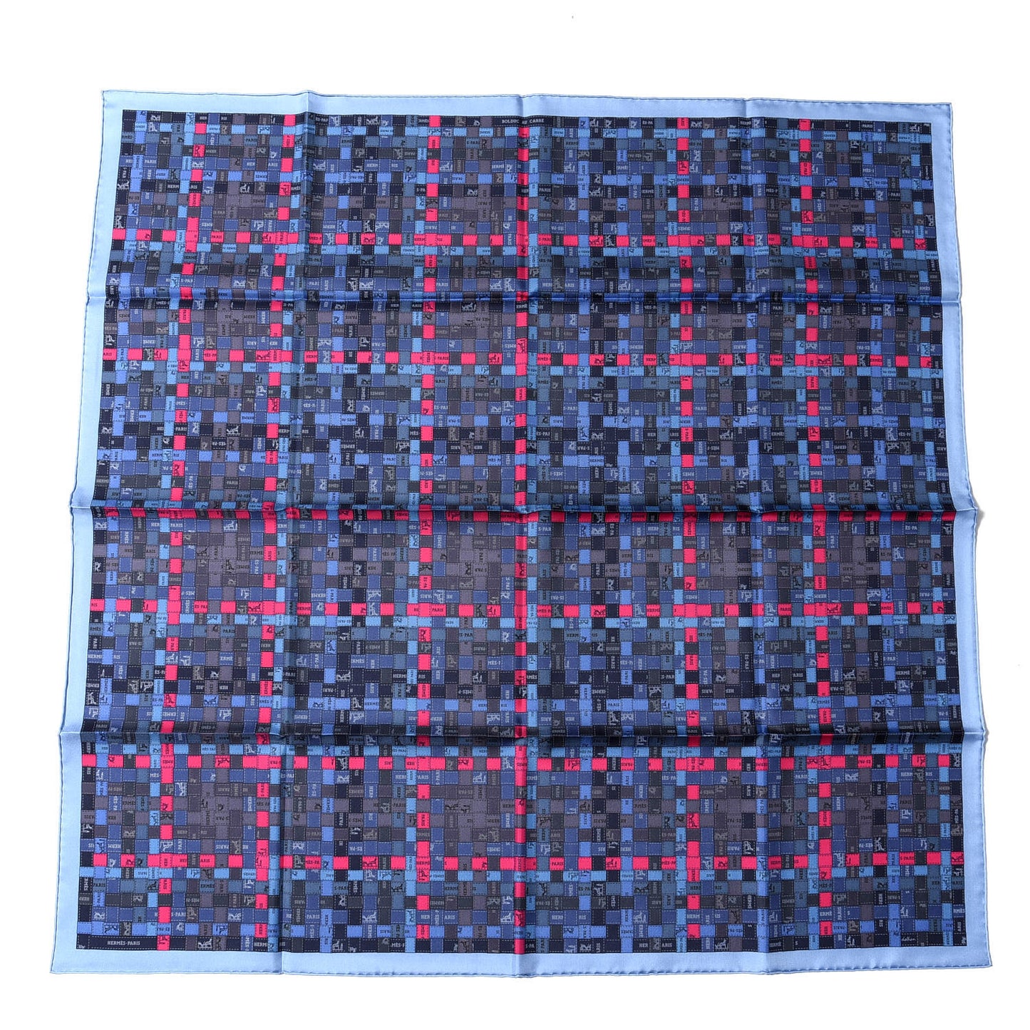 Silk Bolduc Au Carre Scarf 90 Bleu Jean Rose Vif