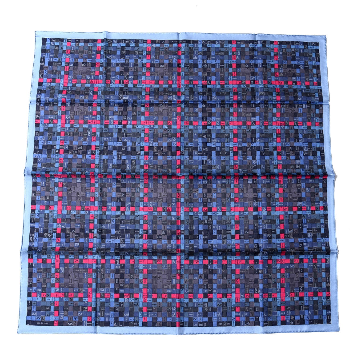 Hermes Silk Bolduc Au Carre Scarf 90 Bleu Jean Rose Vif 1 of 4