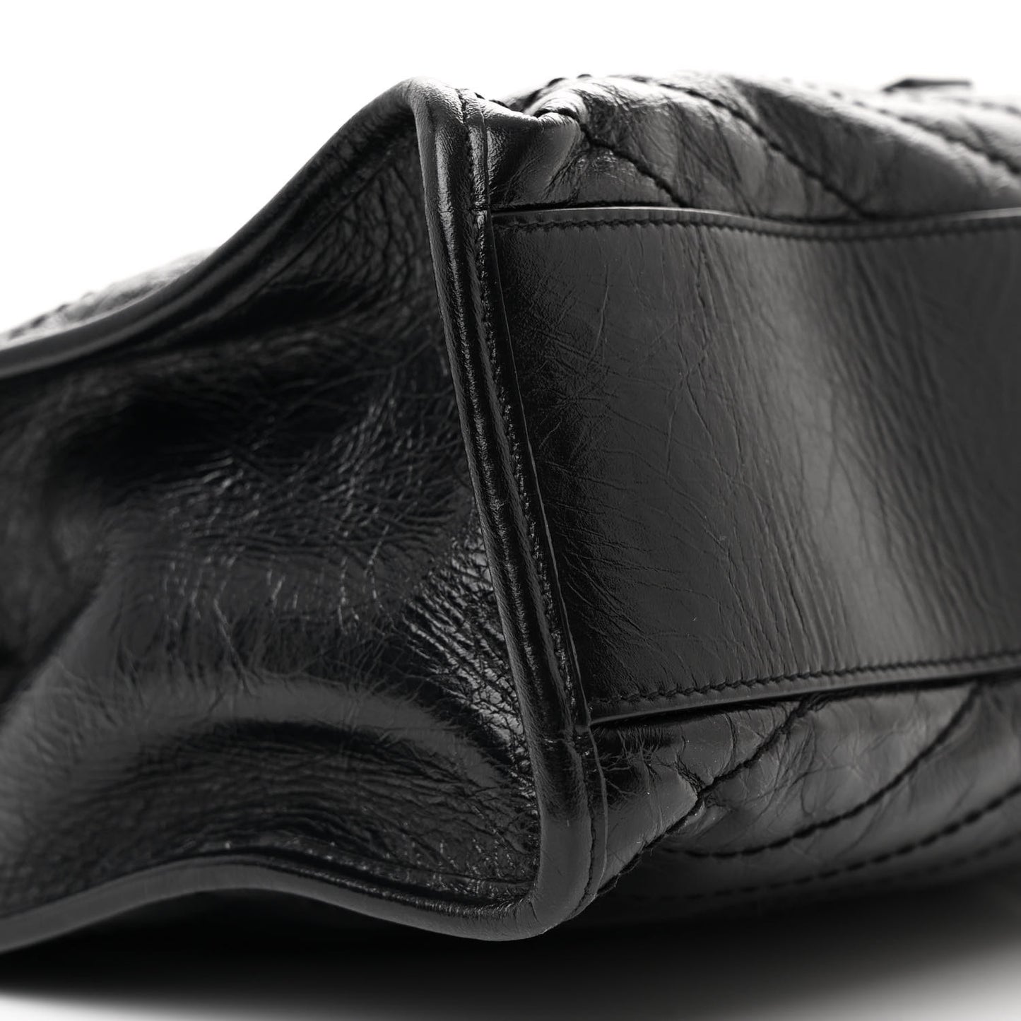 Crinkled Calfskin Matelasse Monogram Medium Niki Shopper Tote Black