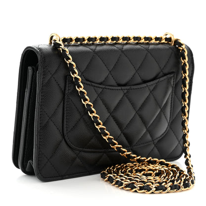 Chanel Caviar Quilted Pocket Clutch With Chain WOC Black 3 of 13