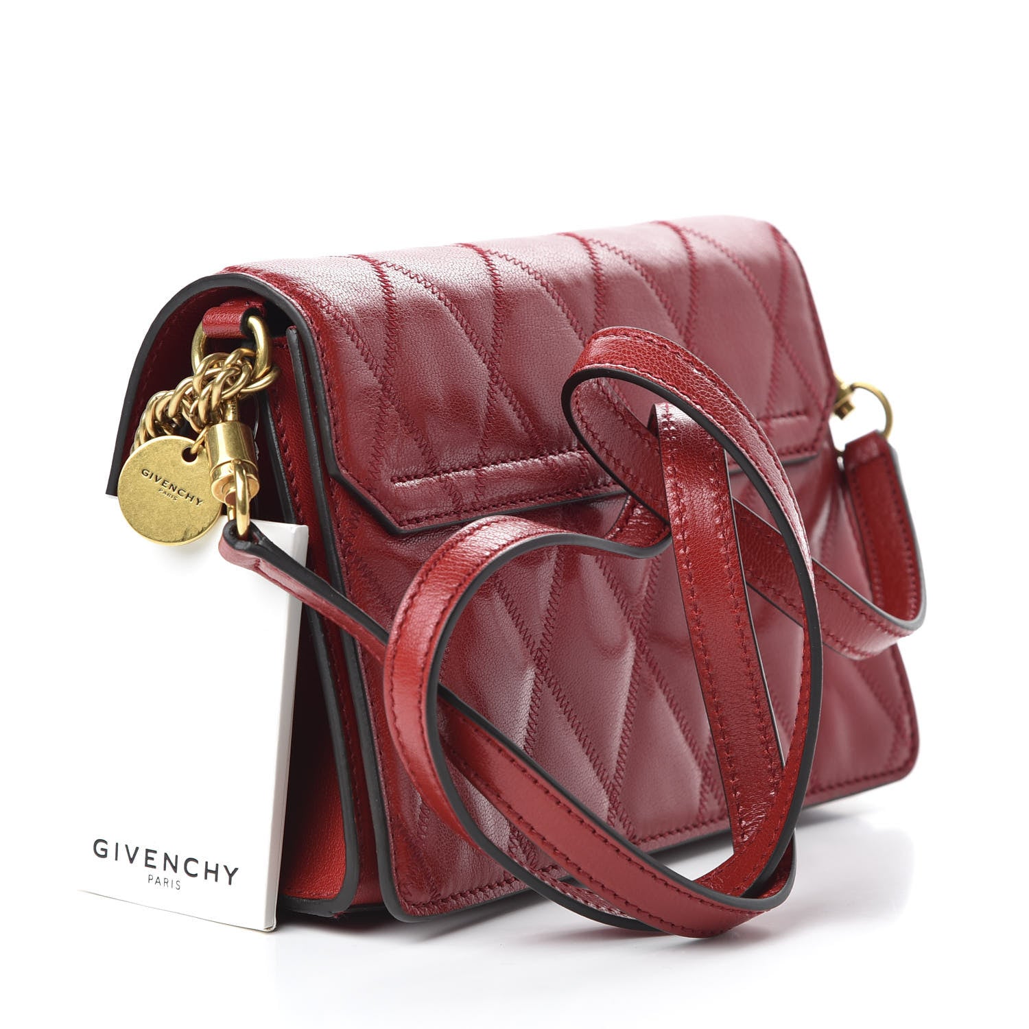 Givenchy Goatskin Quilted Small GV3 Shoulder Bag Vermilion 3 of 10