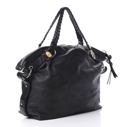 Gucci Calfskin Large Bamboo Bar Shoulder Bag Black 3 of 13
