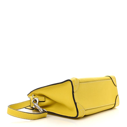 Celine Drummed Calfskin Nano Luggage Citron 4 of 13