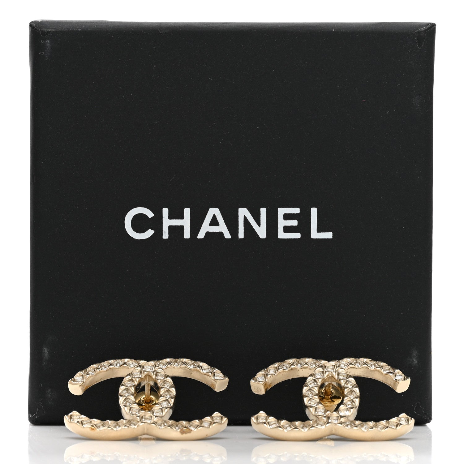 Chanel Baguette Crystal High Society CC Earrings Gold 5 of 5