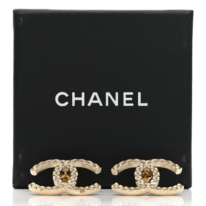 Chanel Baguette Crystal High Society CC Earrings Gold 5 of 5
