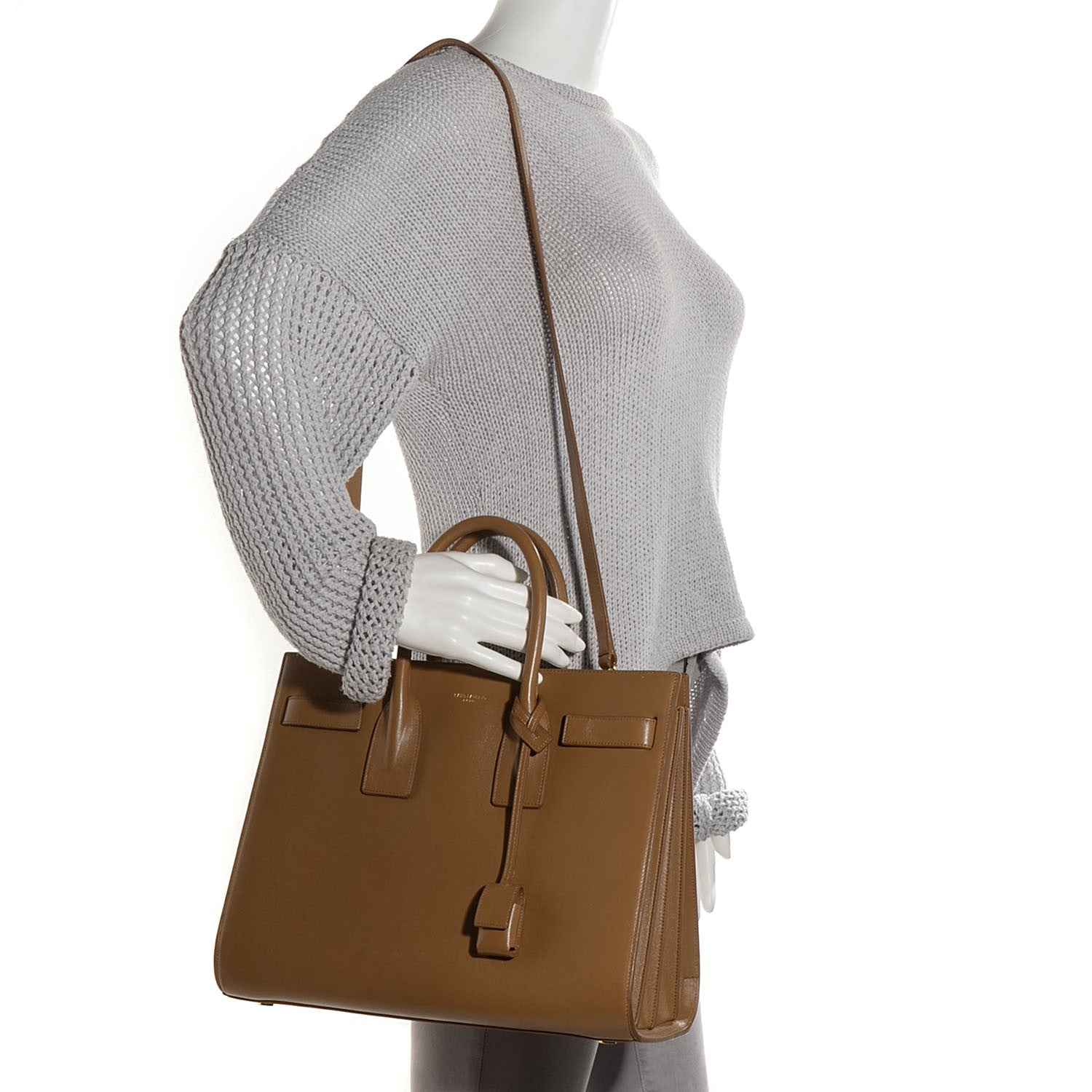 Saint Laurent Calfskin Small Sac De Jour Dark Beige 2 of 9
