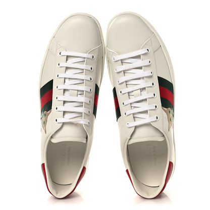 Gucci Calfskin Cat Embroidered Mens Ace Sneakers 12 White Green 2 of 11