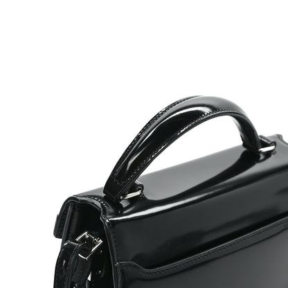 Saint Laurent Glazed Calfskin Mini Classic Monogram Cassandra Top Handle Black 12 of 14