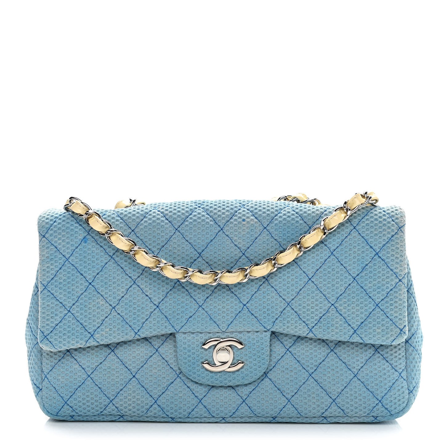 Neoprene Quilted Medium Single Flap Blue