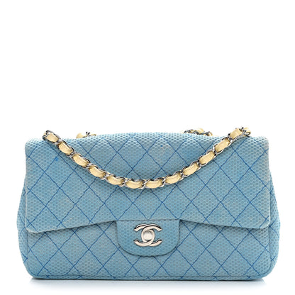 Chanel Neoprene Quilted Medium Single Flap Blue 1 of 12