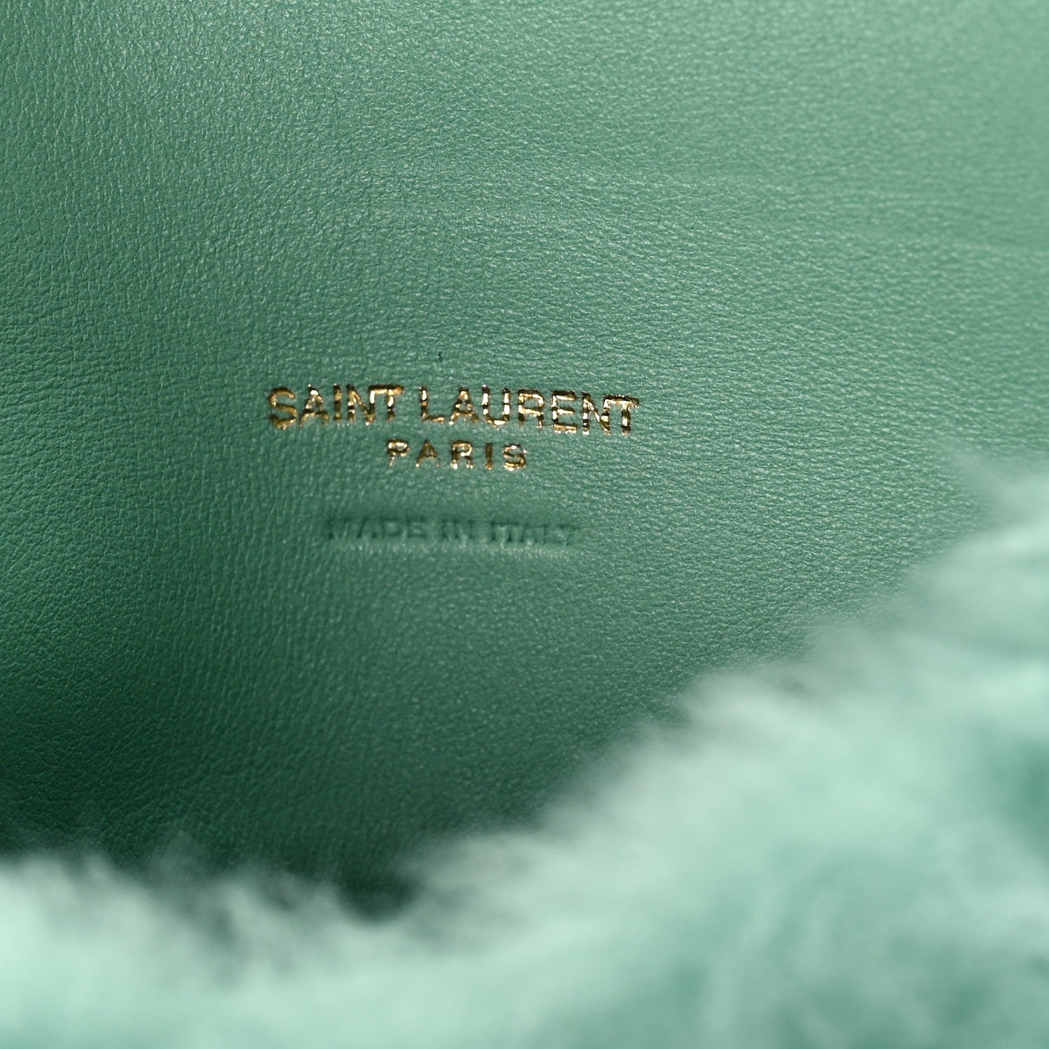 Saint Laurent Shearling Quilted Monogram Loulou Puffer Pouch Clutch Iced Mint 7 of 10