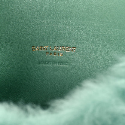 Saint Laurent Shearling Quilted Monogram Loulou Puffer Pouch Clutch Iced Mint 7 of 10