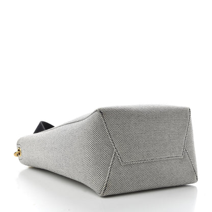 Celine Textured Canvas Small Sangle Bucket Bag Black White 4 of 9