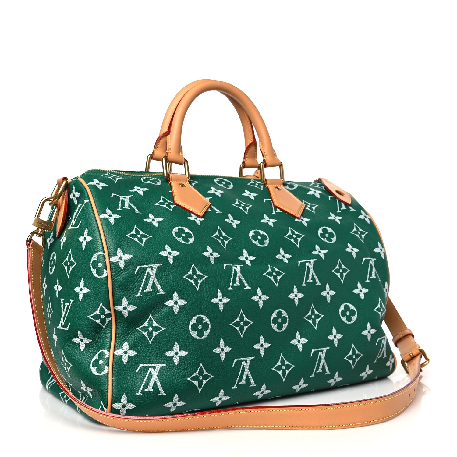 Louis Vuitton LOUIS VUITTON Calfskin Monogram Speedy P9 Bandouliere 40 Green 4 of 10