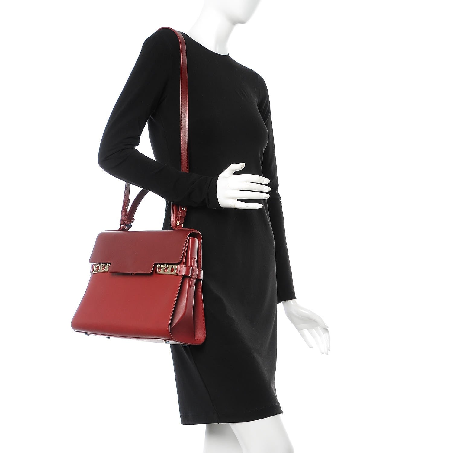 Delvaux Calfskin GM Tempete Satchel Red 3 of 10