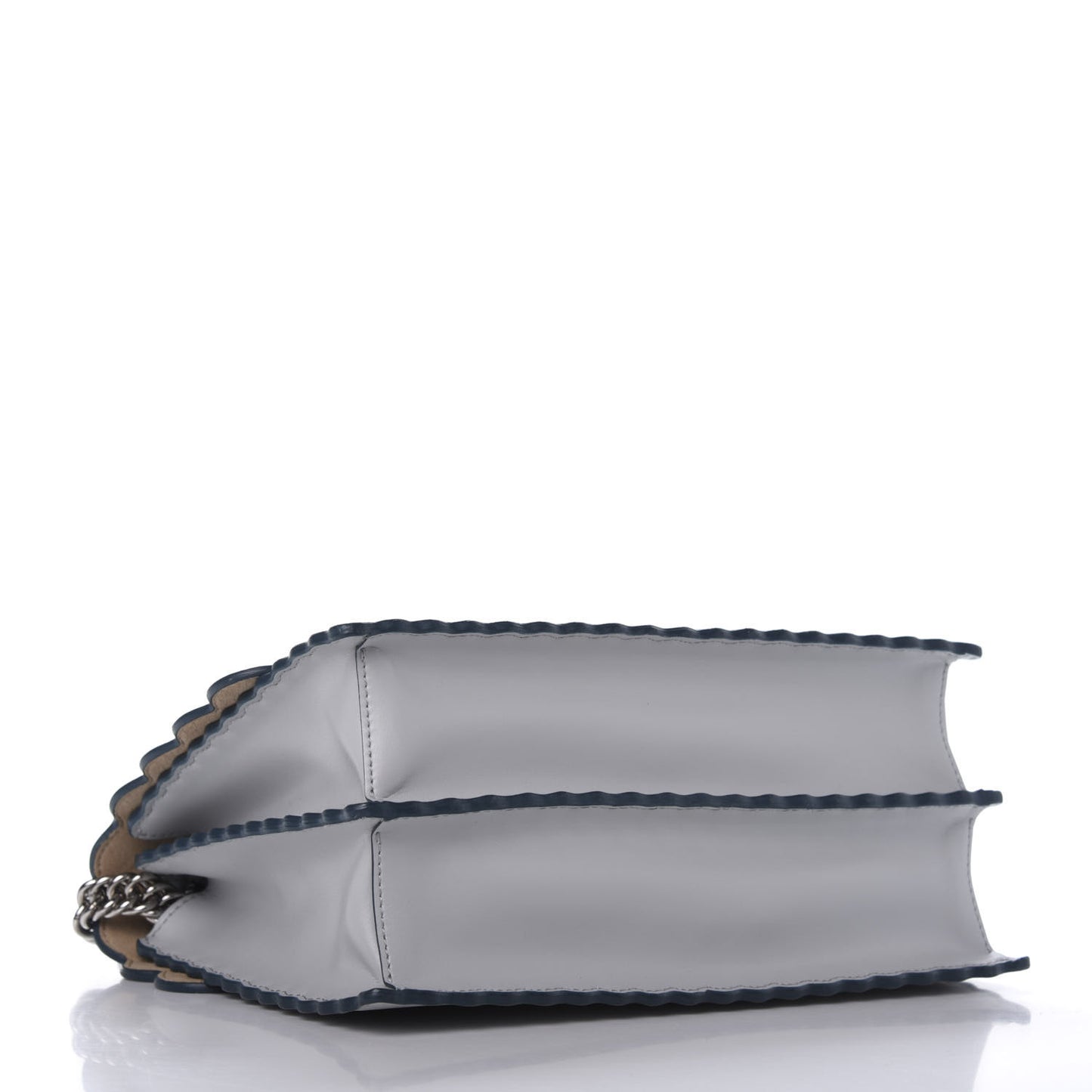 Vitello Liberty Scalloped Studded Kan I Shoulder Bag Grigio Perla